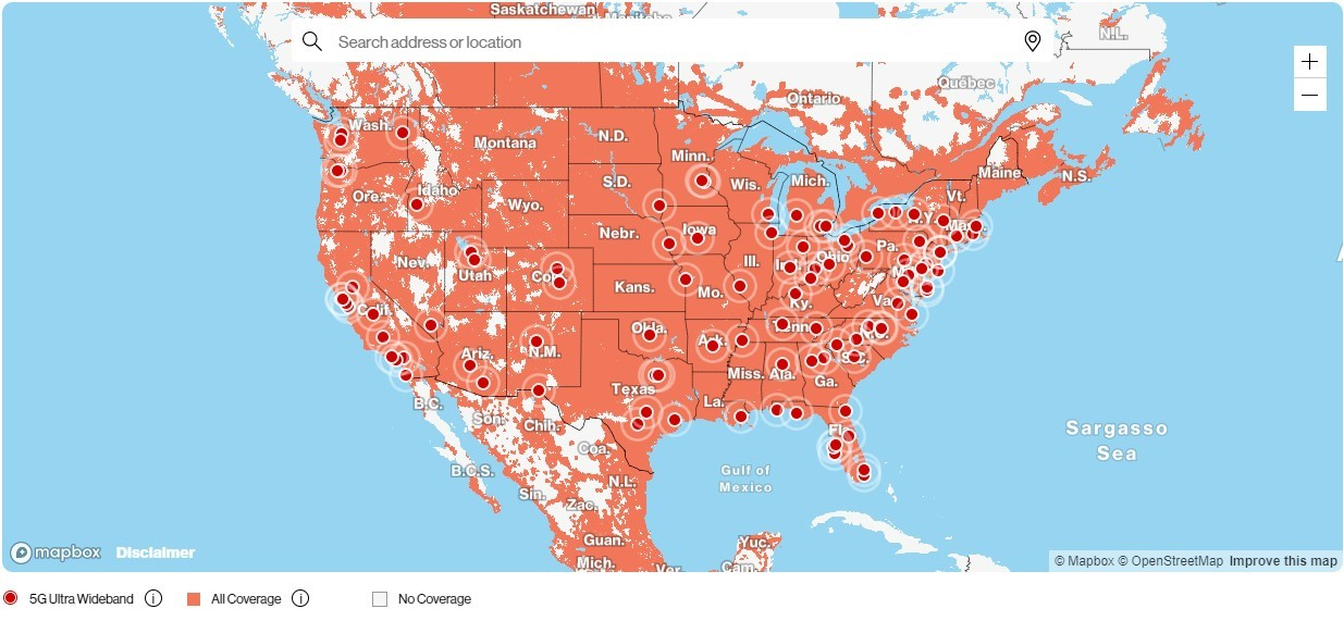 Verizon 5G网络覆盖