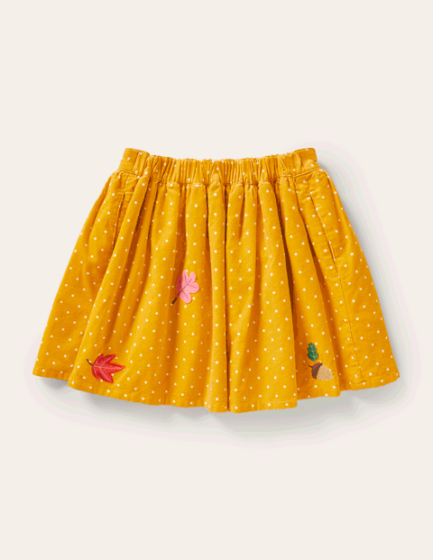 BodenCord Applique Skirt - Honeycomb Yellow Animals | Boden US