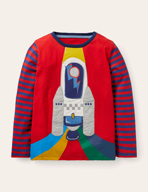 BodenLift-the-flap Space T-shirt - Rockabilly Red Rocket | Boden US