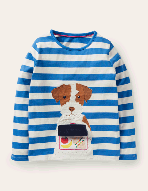 BodenLift-the-flap T-shirt - Ivory/ Moroccan Blue Sprout | Boden US