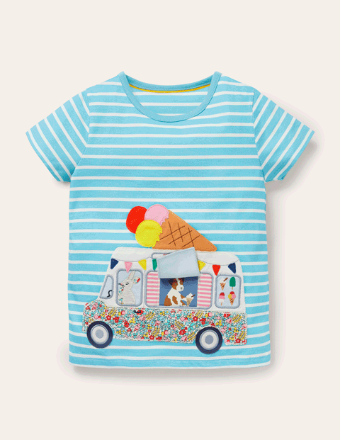 Boden儿童冰激凌车贴布绣T恤