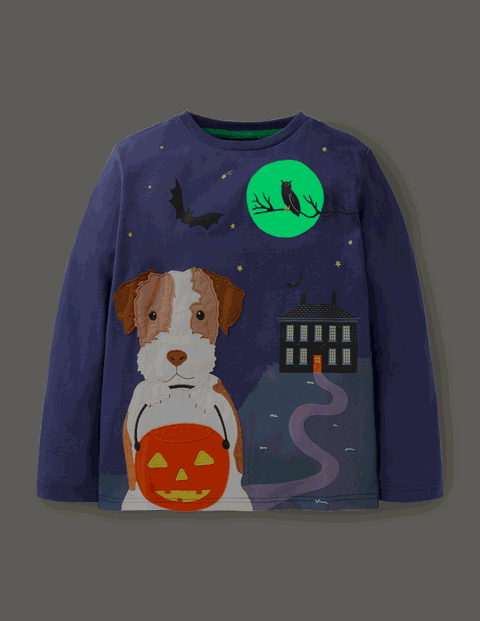 BodenHalloween Applique T-shirt - College Navy Sprout | Boden US