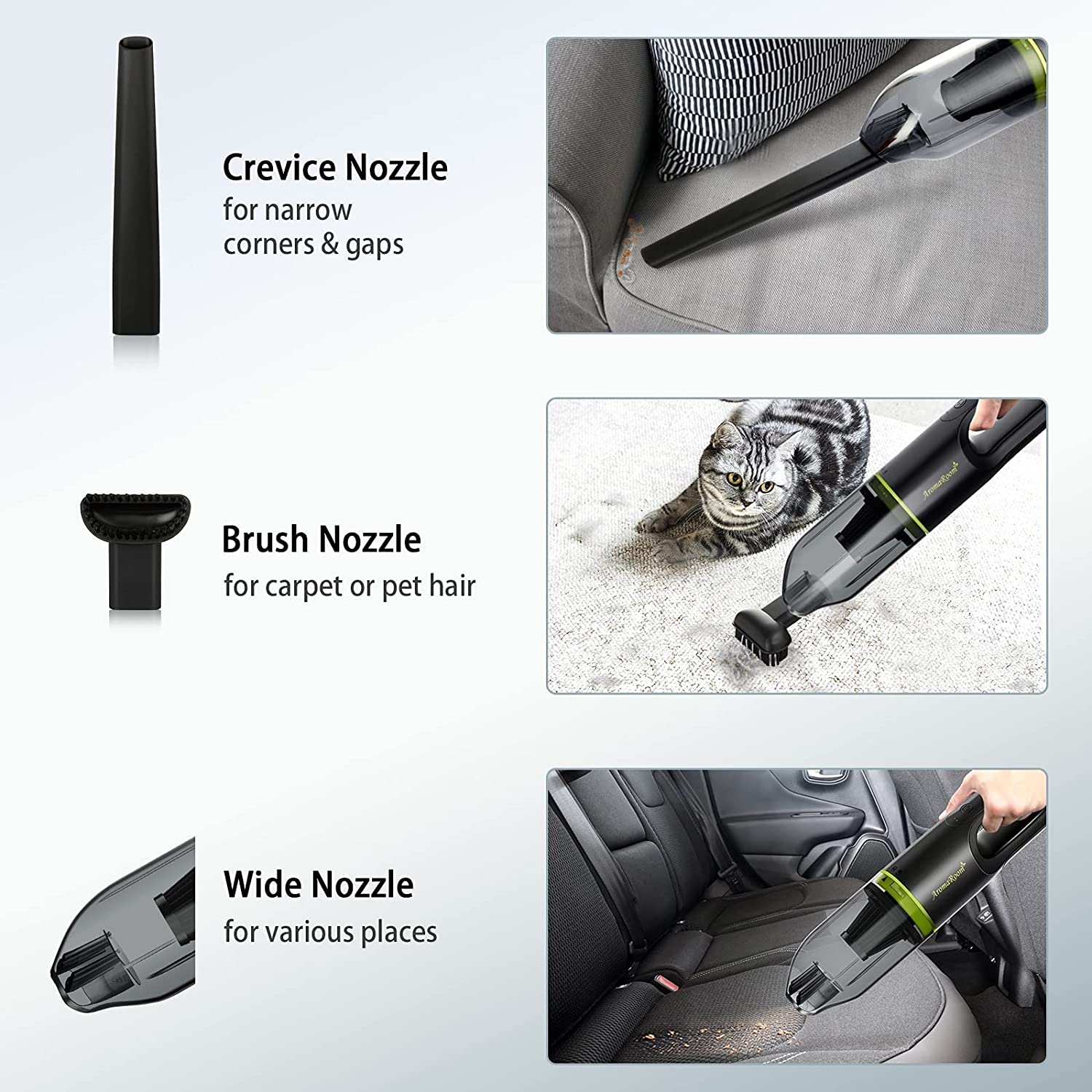 Aroma Room 手持无绳便携式迷你吸尘器带3个吸头 北美省钱快报