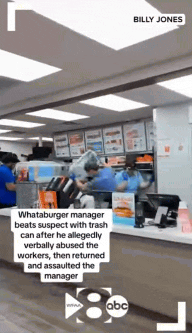 顾客店里闹事被暴打，经理抡垃圾桶反杀